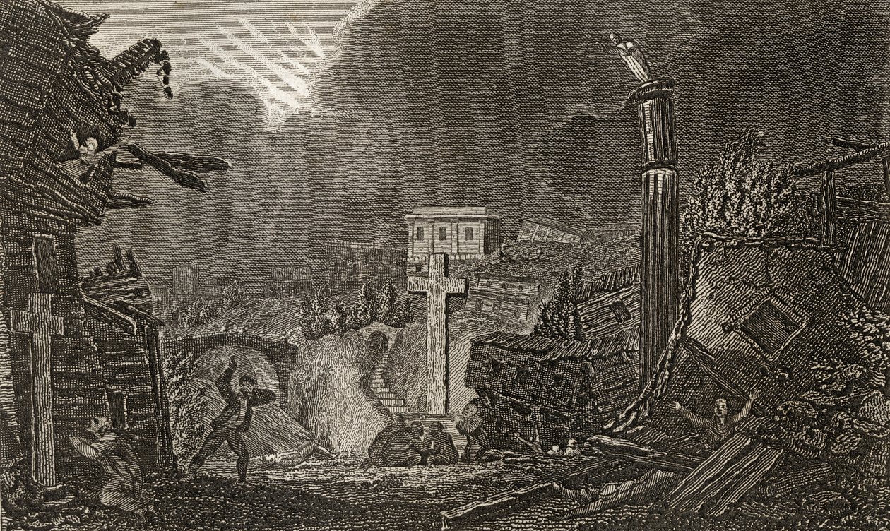 بدء الزلزال في ميسينا عام 1783 بواسطة المدرسة الايطالية
