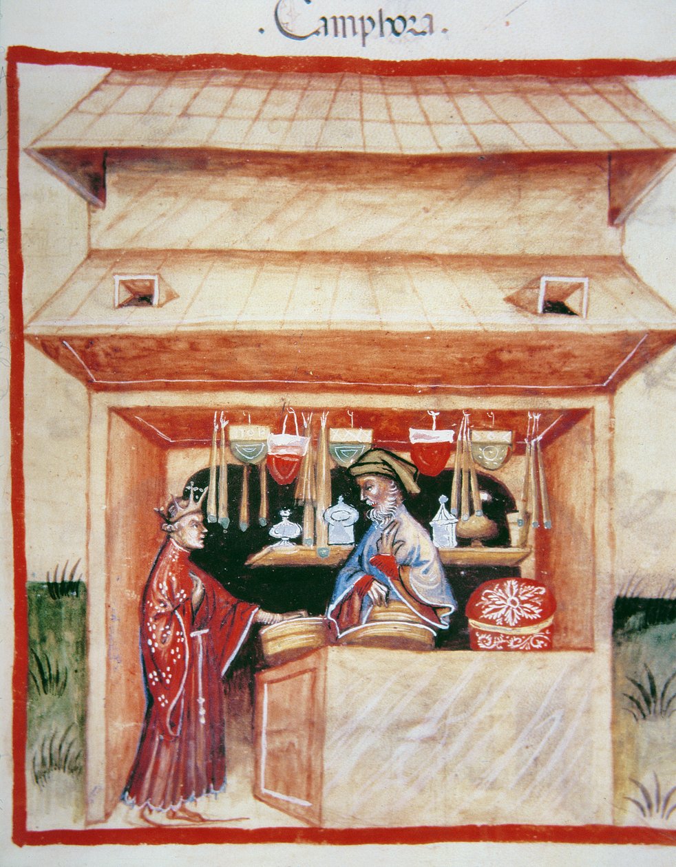 جديد fol.94r 2644 بيع الكافور ، من Tacuinum الصحي بواسطة المدرسة الايطالية