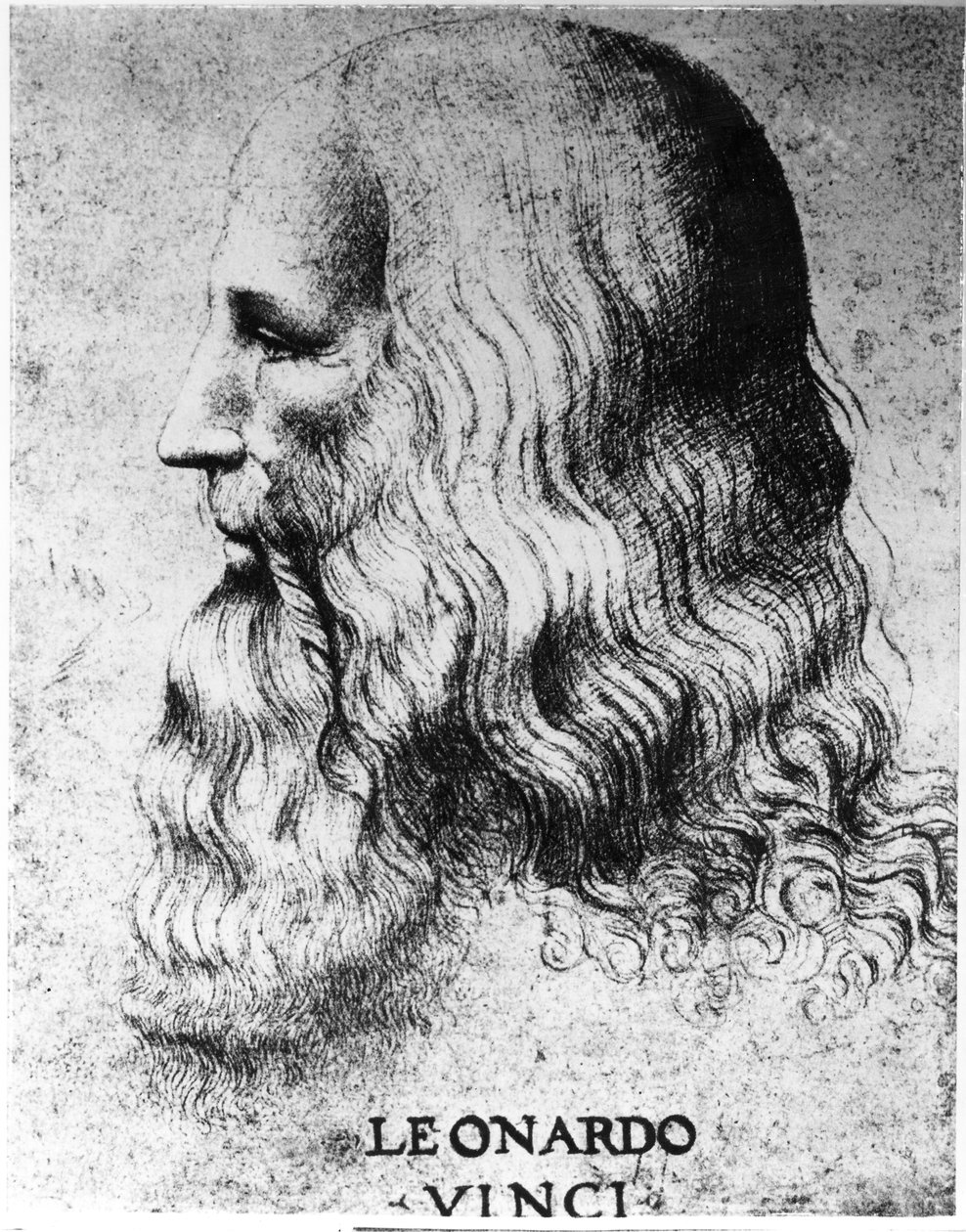 صورة ليوناردو دا فينشي (1452-1519) ، نقشها فرانشيسكو بارتولوزي (c.1727-1815) بواسطة المدرسة الايطالية