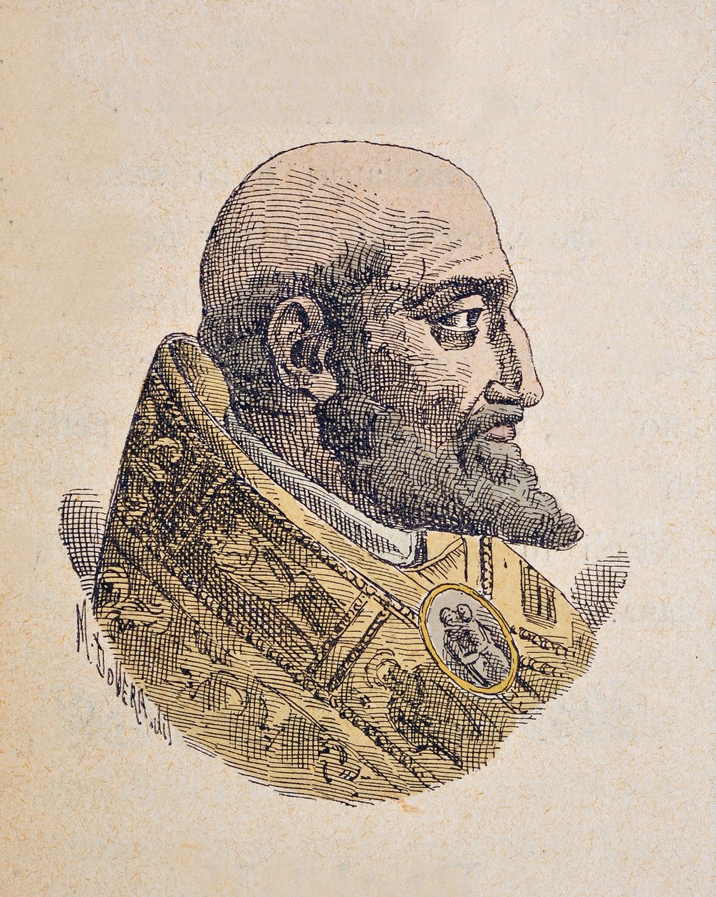 صورة البابا كليمنت الثامن (كليمنتي أو كليمنس) (1592-1605) ، 1898 (النقش مع تلوين لاحق) بواسطة المدرسة الايطالية
