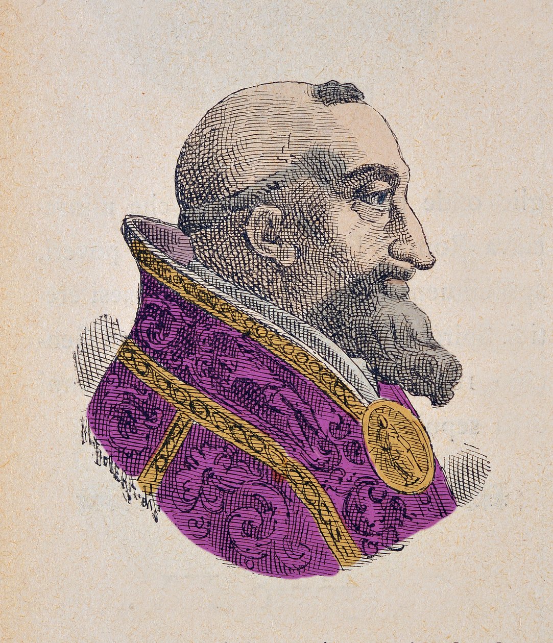 صورة البابا جريجوار الخامس عشر (غريغوريو ، غريغوريوس أو غريغوري) (1621-1623) ، 1898 (النقش مع تلوين لاحق) بواسطة المدرسة الايطالية