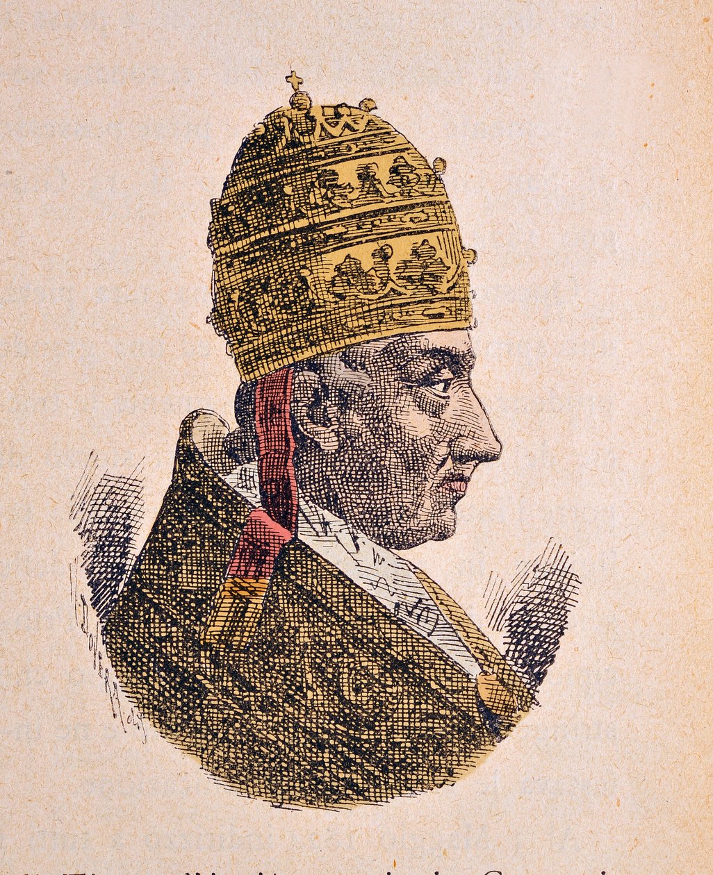 صورة البابا ليون الثاني عشر (ليو ، ليون) (1823-1829) ، 1898 (النقش مع تلوين لاحق) بواسطة المدرسة الايطالية