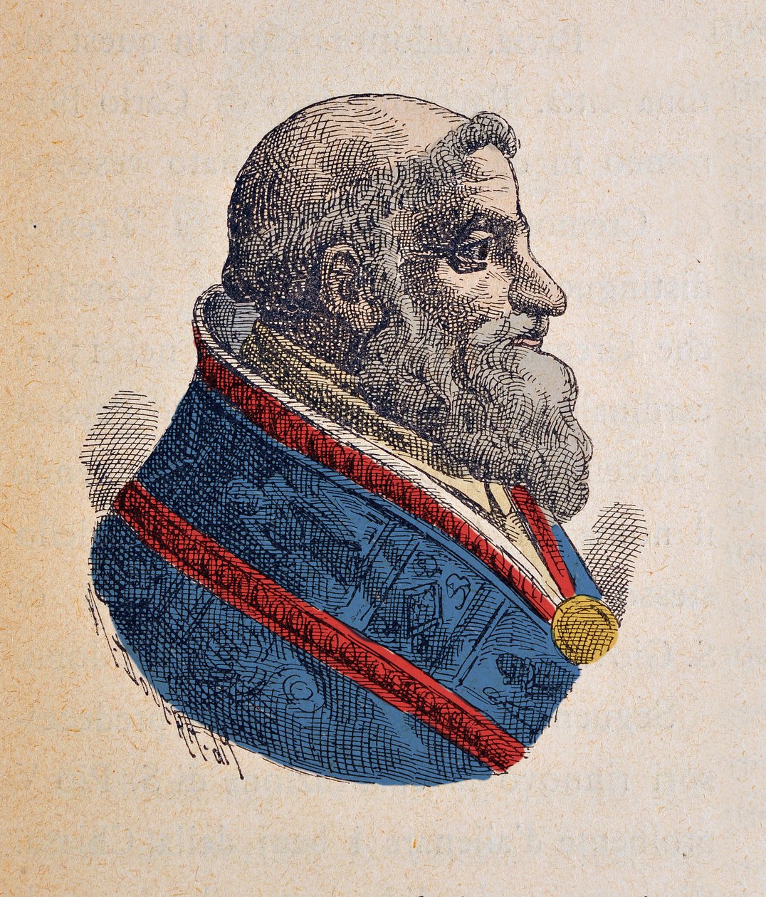 صورة البابا سيكست الخامس أو الخماسي (Sixtus ، Sisto أو Xystus) (1585-1590) ، 1898 (النقش مع تلوين لاحق) بواسطة المدرسة الايطالية