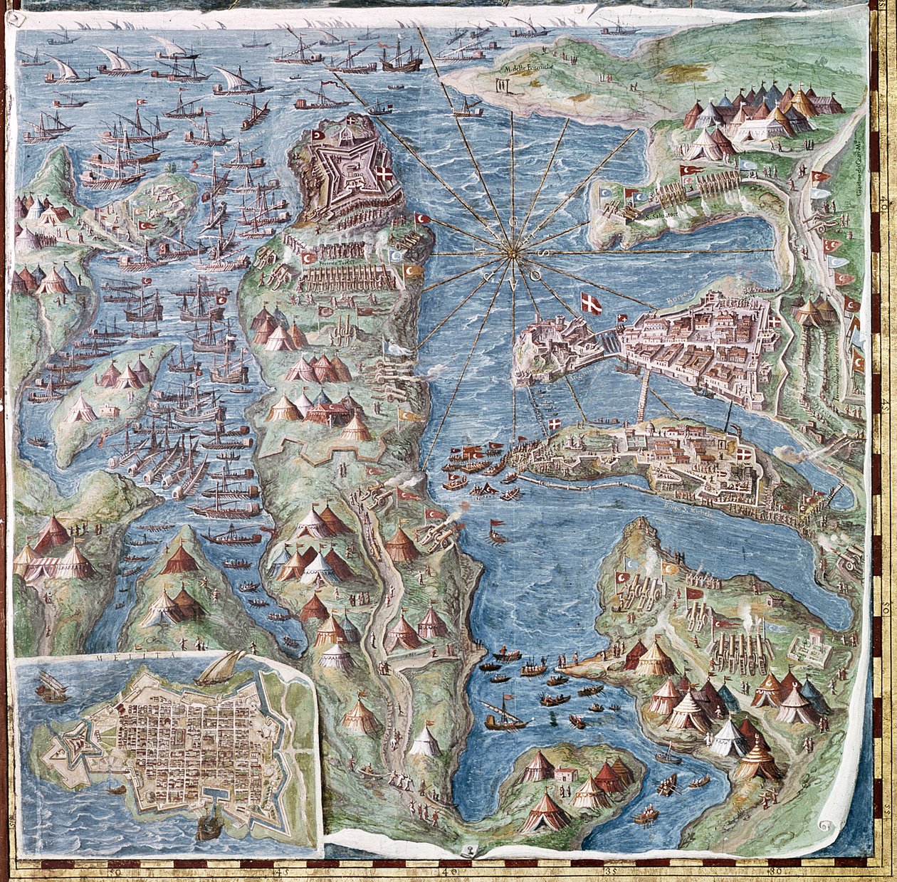 حصار مالطا ، التفاصيل من "معرض الخرائط الجغرافية" ، 1580-83 (انظر أيضًا 260199) بواسطة المدرسة الايطالية