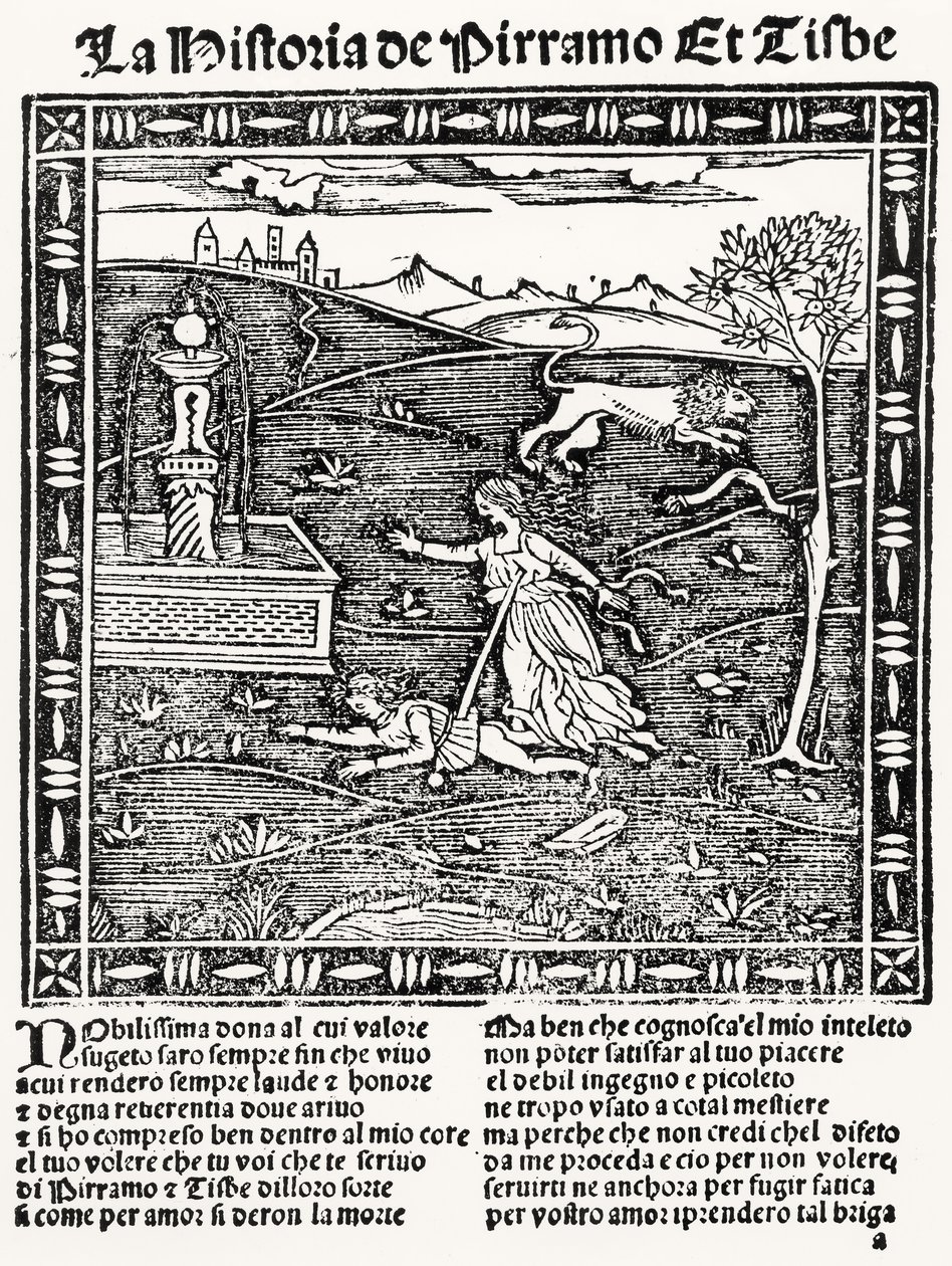 قصة Pyramus و Thisbe بواسطة المدرسة الايطالية
