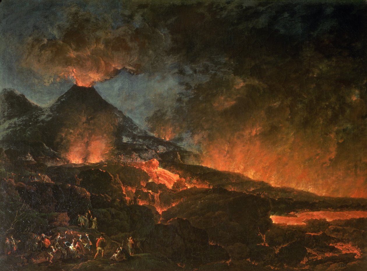 Vesuvius Erupting بواسطة المدرسة الايطالية