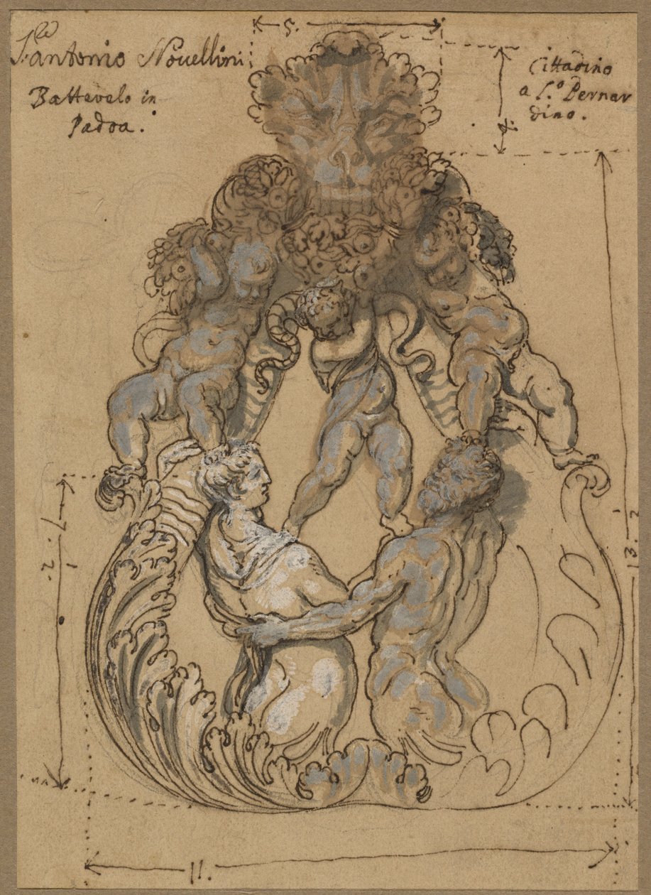 مطرقة الباب مع Triton و Nereid و Putti بواسطة القرن السابع عشر أو الثامن عشر الإيطالي