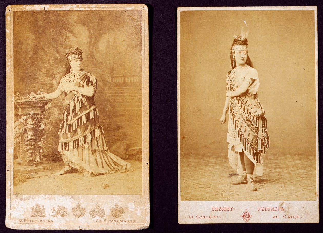 Teresa Stolz and Antonietta Pozzoni wearing costume for Aida (gelatin silver print) بواسطة مصور إيطالي