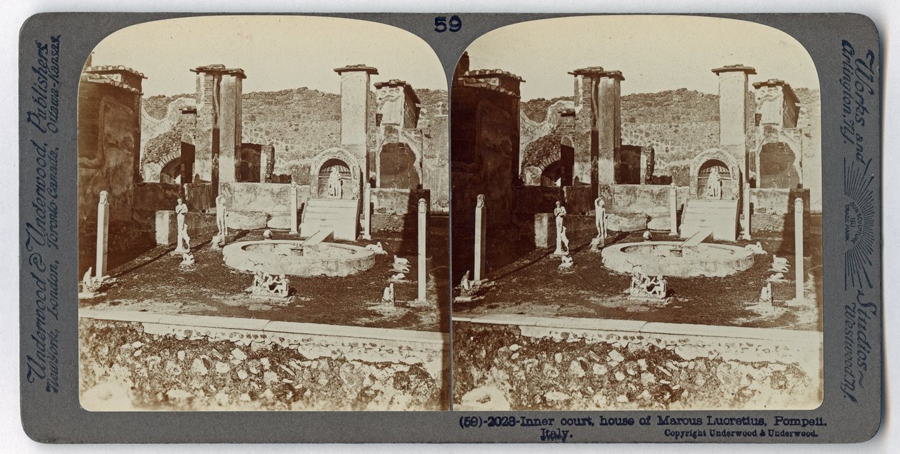 منزل ماركوس لوكريتيوس ، بومبي ، من مكتبة أندروود للسفر ، 1895 (صورة بني داكن) بواسطة مصور إيطالي