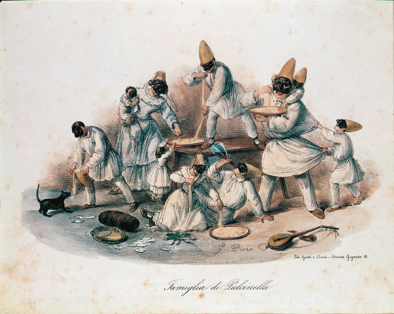 A family of pulcinella (polichinelle) character of the commedia dell