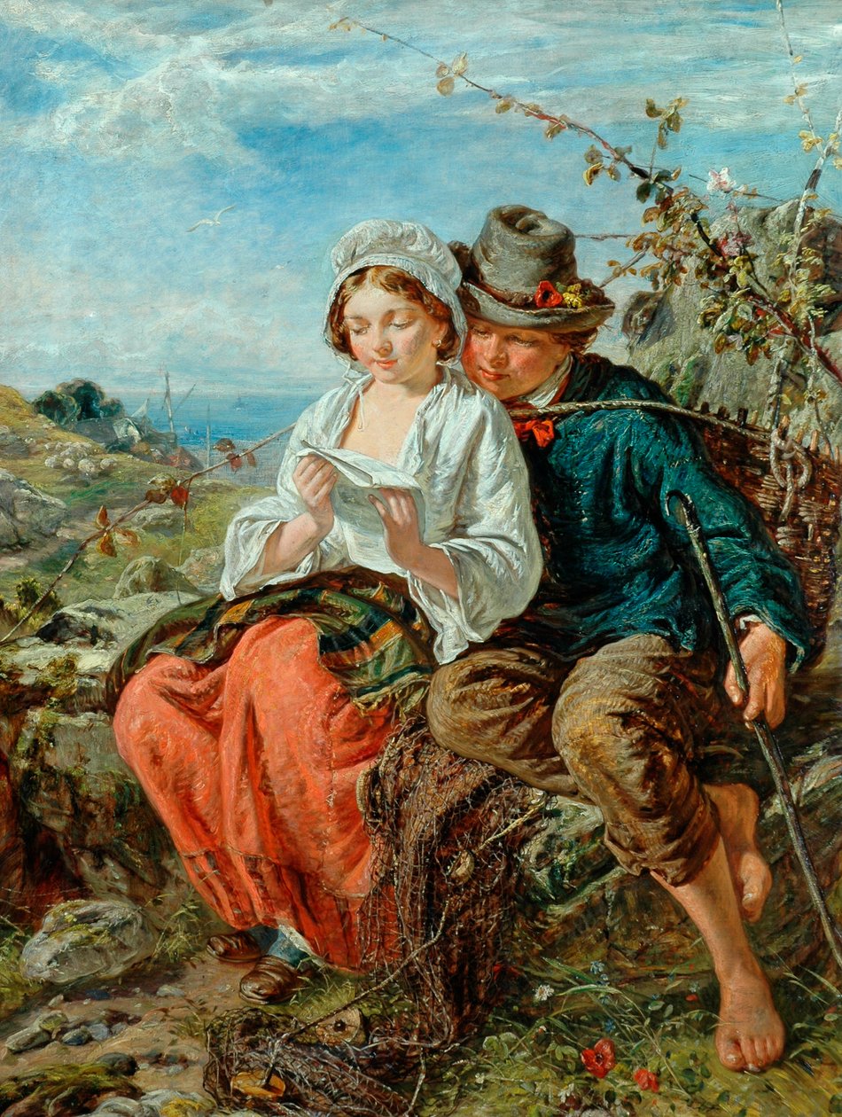 فيشر بوي وفتاة تقرأ ، 1850-1879 بواسطة المدرسة الايطالية
