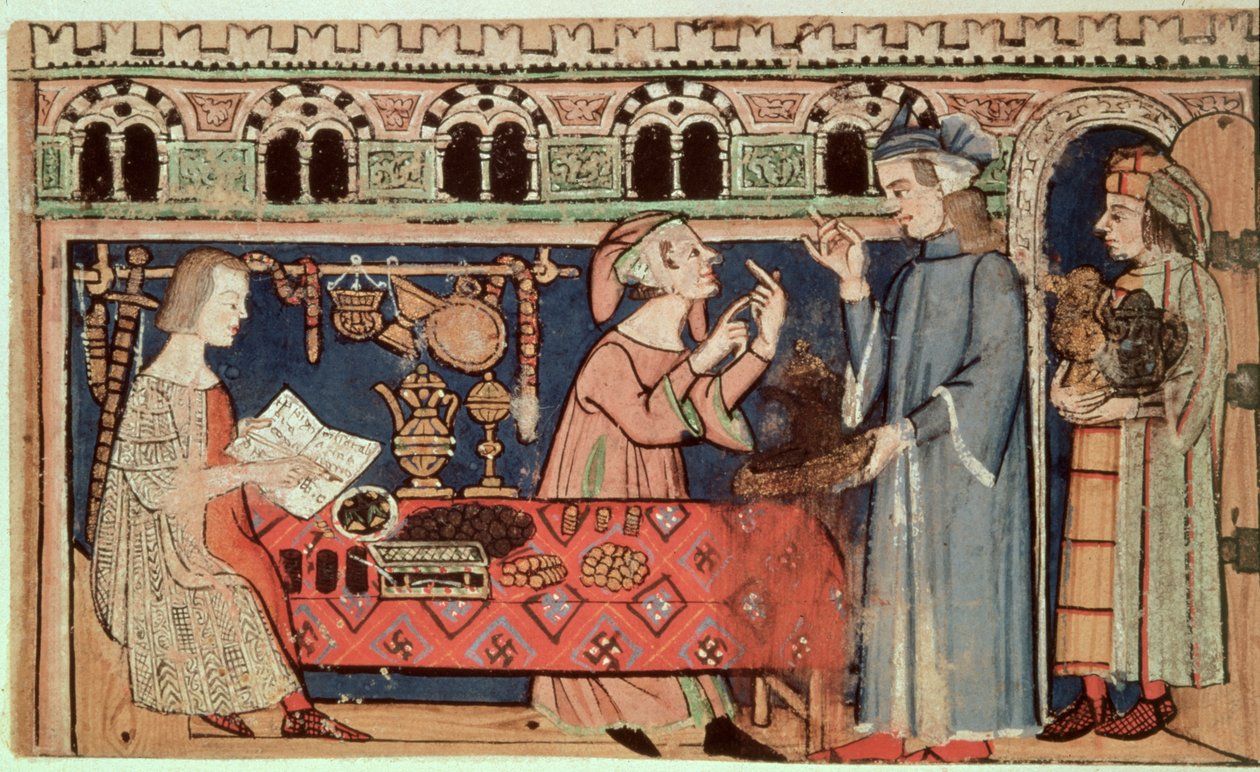 أضف 27695 f.7v The Pawnbroker ، من مقالة على الرذائل (ورق) بواسطة المدرسة الايطالية