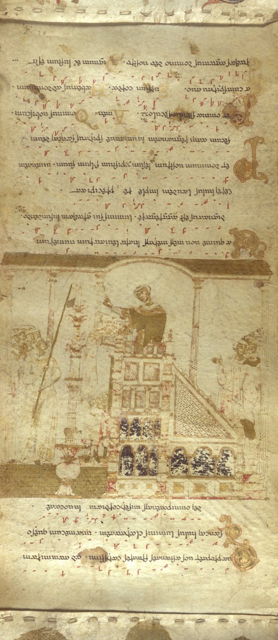 أضف MS 30337 f.3-4 The Montecassino Exultet Roll ، c.1075-1080 (رق) بواسطة المدرسة الايطالية