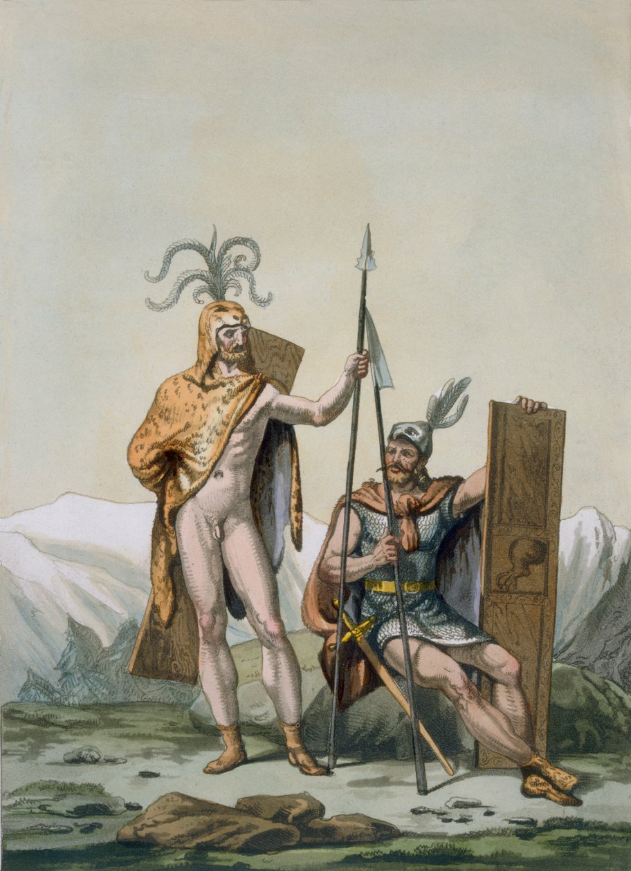 يرتدي المحاربون سلتيك القدماء للمعركة ، c.1800-18 بواسطة المدرسة الايطالية