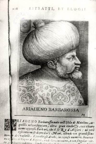 Ariadeno Barbarossa (c.1465-1546) (النقش) (صورة بالأبيض والأسود) بواسطة المدرسة الايطالية