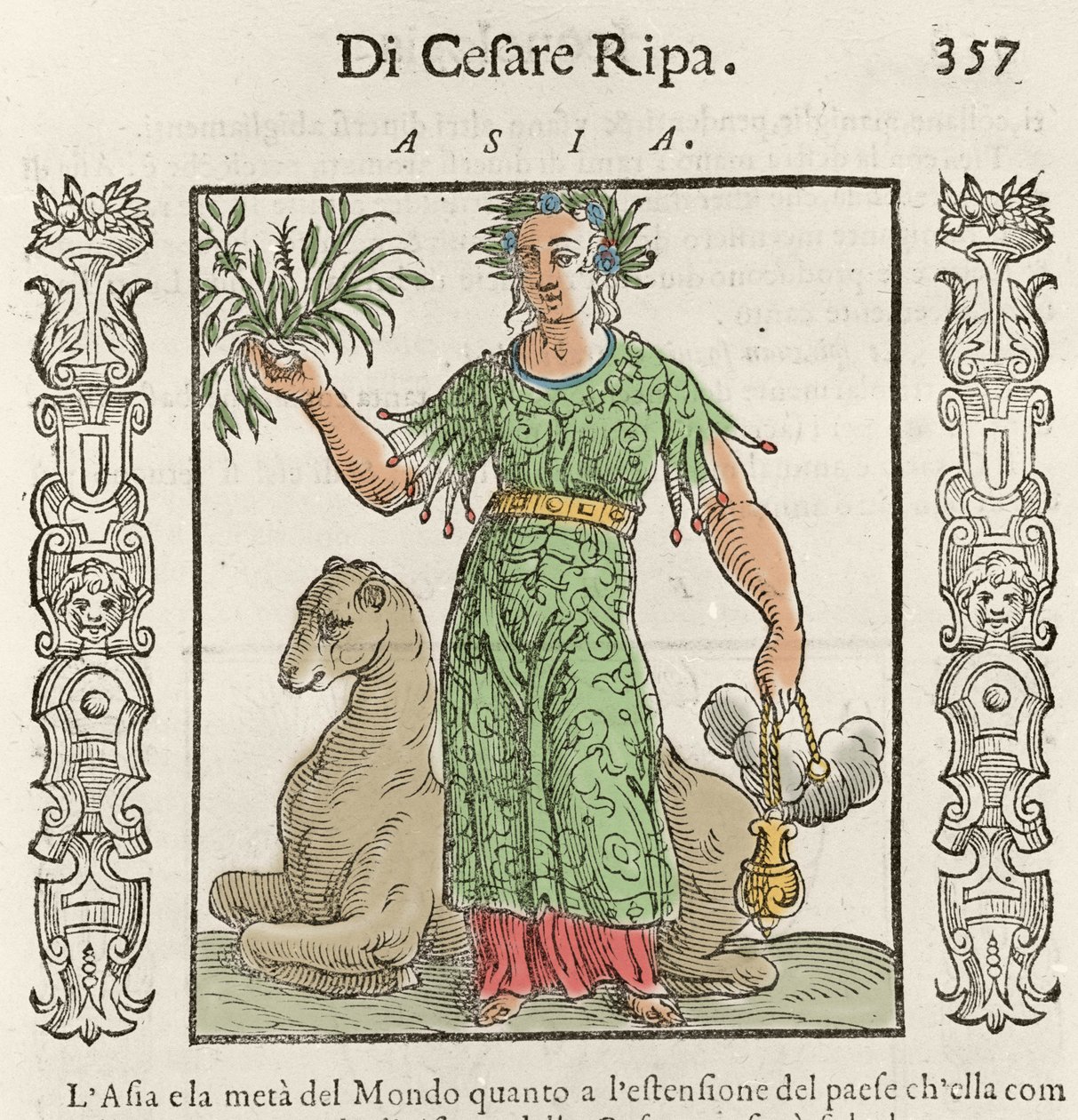 رمز آسيوي مع جمل. نقش من "" Iconologia "لـ Cesare Ripa (1550 حوالي 1622) بواسطة المدرسة الايطالية
