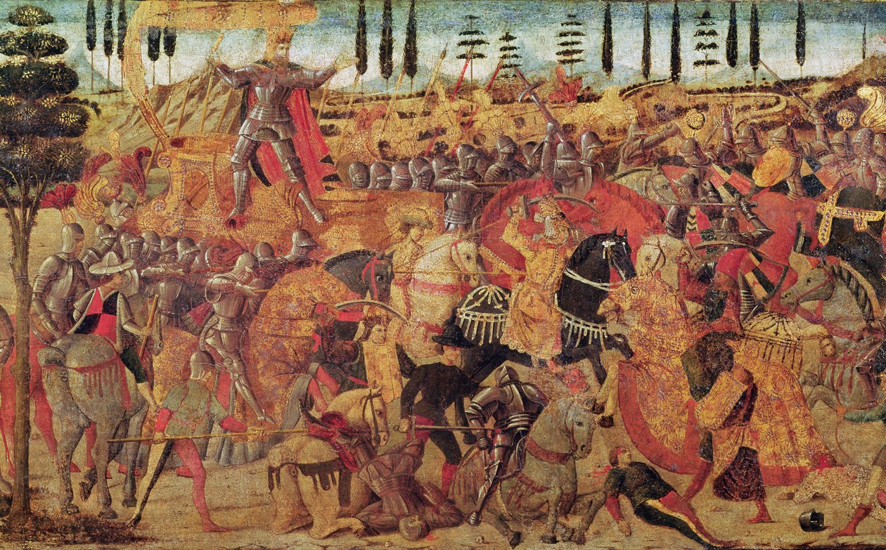 المعركة بين داريوس (399-330 قبل الميلاد) والإسكندر الأكبر (356-323 قبل الميلاد) (زيت على لوح) بواسطة المدرسة الايطالية