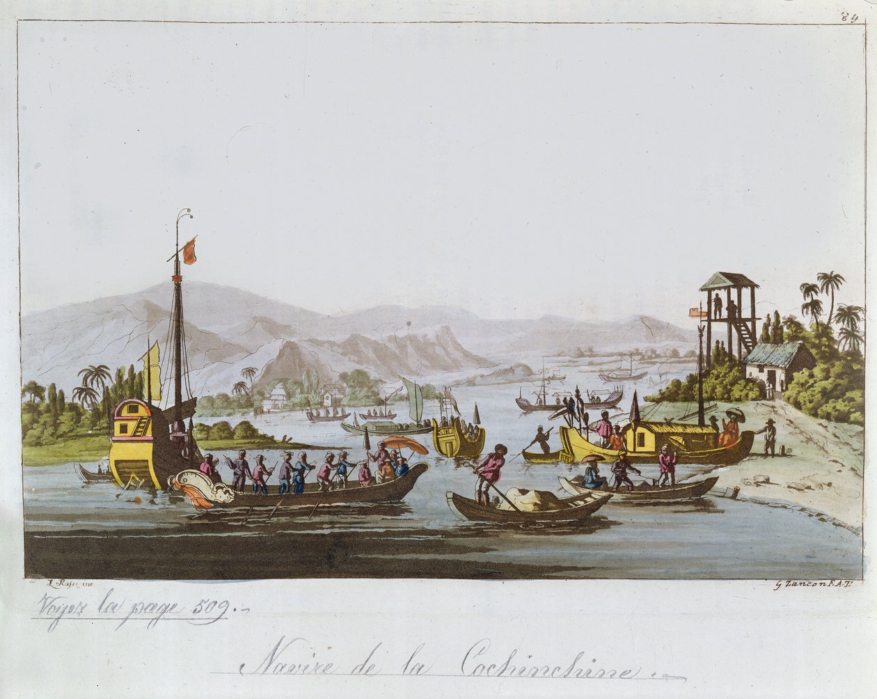 القوارب في الصين كوتشين ، ج. 1820-25 بواسطة المدرسة الايطالية