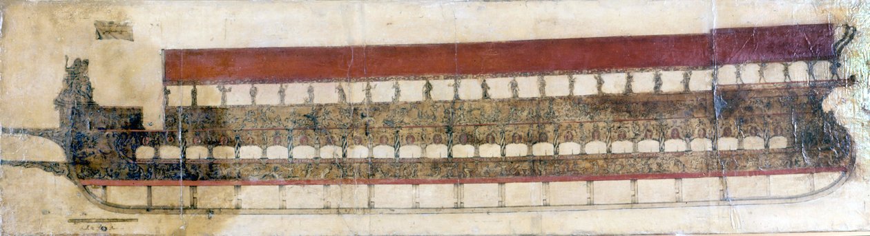 Bucentaur (BUCENTORO) ، جاليري احتفالي venitian يستخدم كل عام من قبل Doge of Venice في يوم الصعود. ألقى خاتما ذهبيا في البحر في تلك المناسبة ، يرمز إلى زواجه من البحر. 1719. بواسطة المدرسة الايطالية