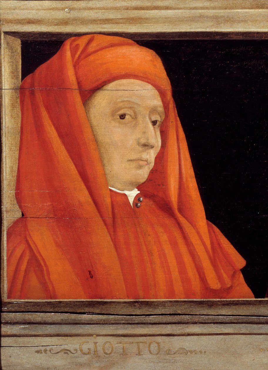 Cassone مع 5 صور لسيد عصر النهضة الفلورنسي ، تفاصيل مع صورة Bondone Ambrogio dit Giotto di Bondone (حوالي 1267-1337) ، المدرسة الإيطالية في القرن السادس عشر ، زيت على خشب. من المحتمل أن يكون النقش أدناه متتالي. متحف د بواسطة المدرسة الايطالية