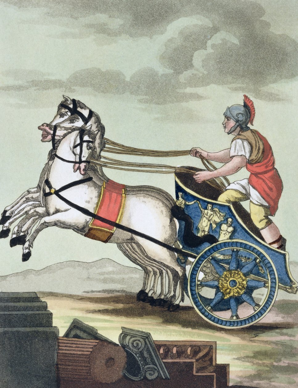 عربة ، من LAntica Roma ، 1825 بواسطة المدرسة الايطالية