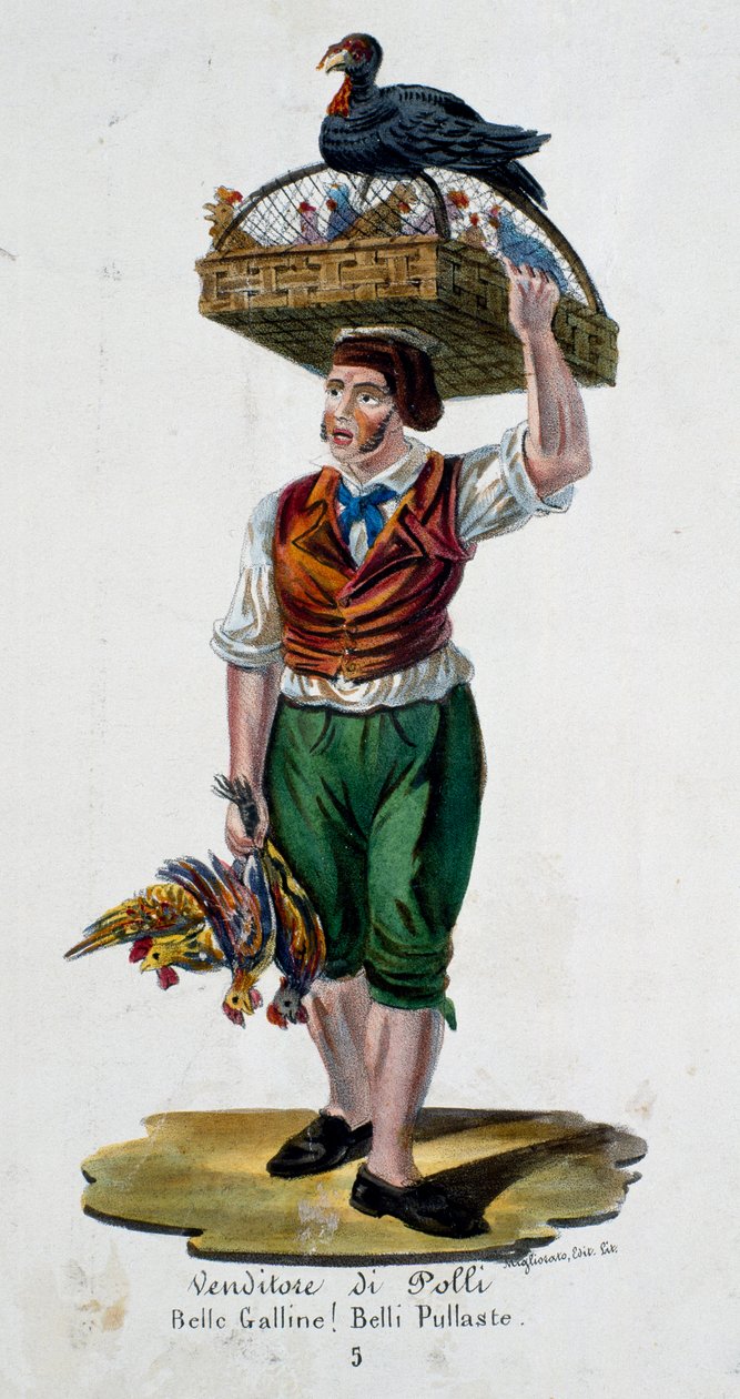 Chicken seller, Italy بواسطة المدرسة الايطالية