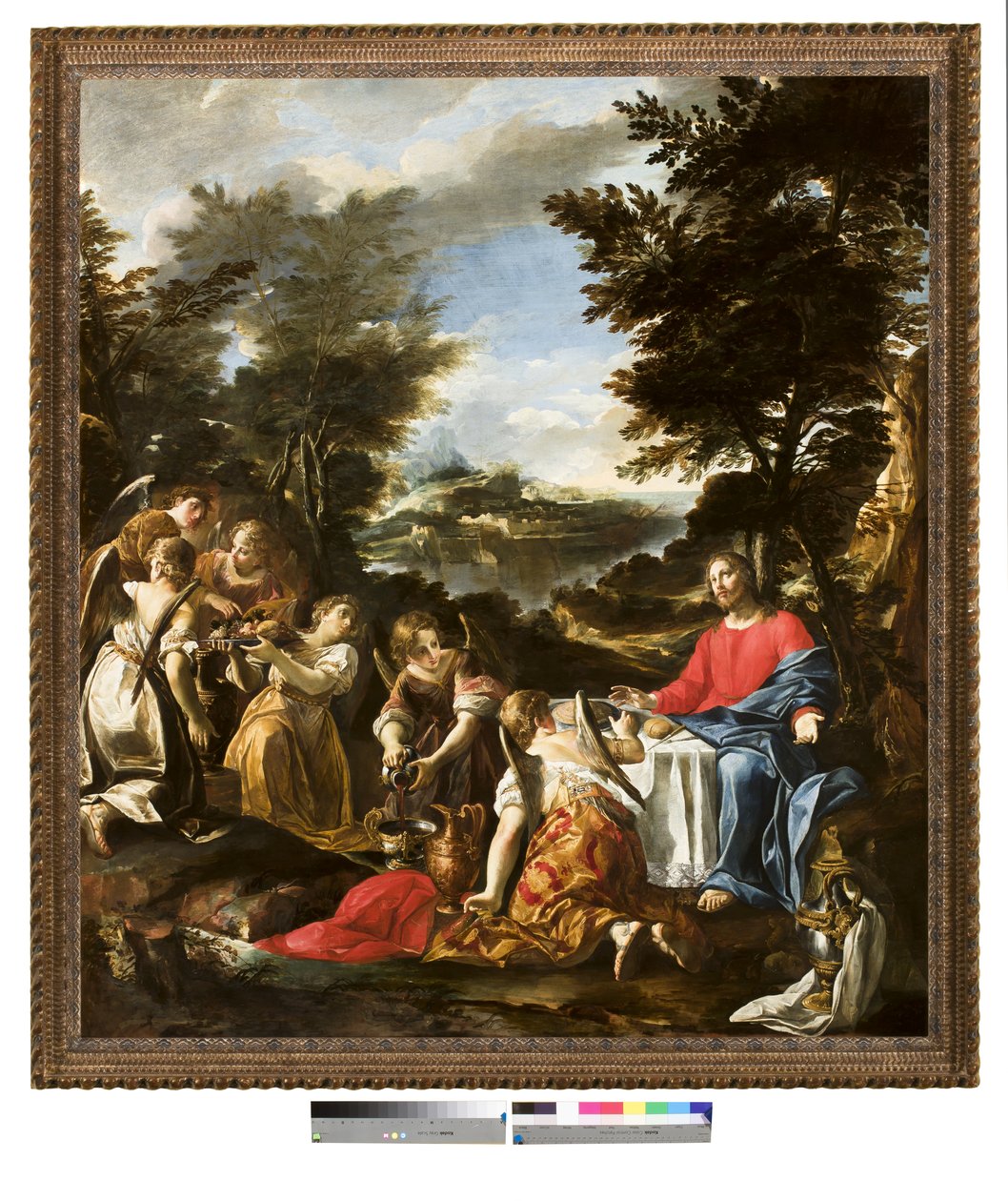 المسيح يخدمه الملائكة ، 1650-1700 بواسطة المدرسة الايطالية