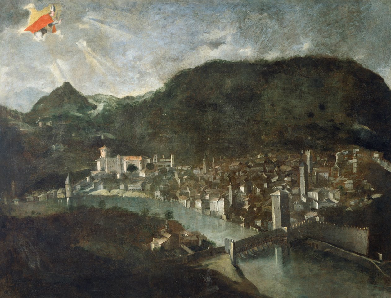 مدينة ترينتو ، فوتو سابقًا من عام 1682 ، إيطاليا بواسطة المدرسة الايطالية