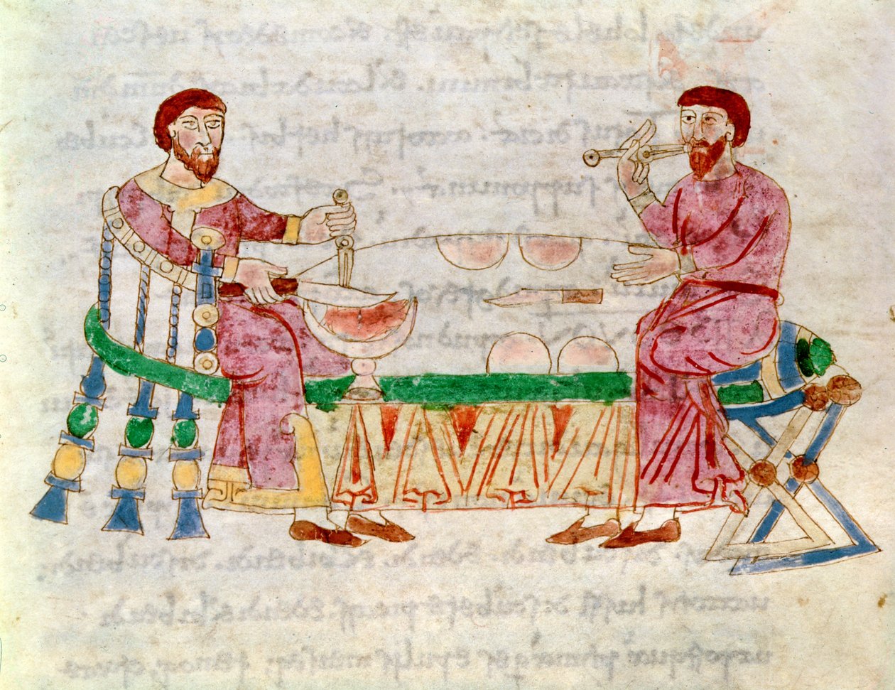 الدستور 132 Livre 22 Chap.1 الوجبة ، من De Universo بواسطة Rabanus Maurus (c.780-856) 1023 بواسطة المدرسة الايطالية