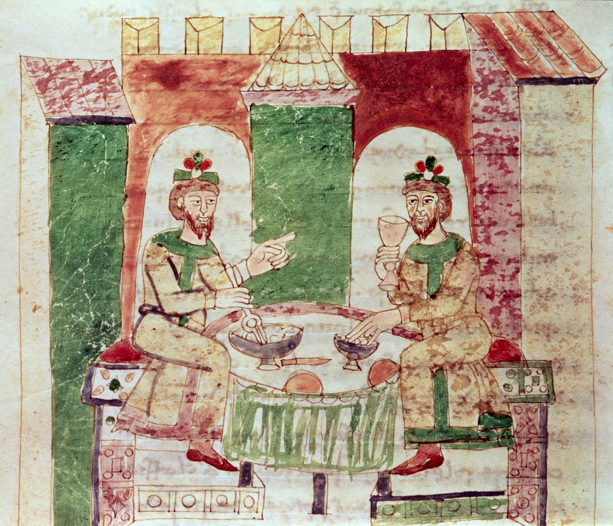الدستور 142 Livre 16 Chap.4 مائدة الأغنياء ، من De Universo بقلم رابانوس ماوروس (c.780-856) 1023 بواسطة المدرسة الايطالية