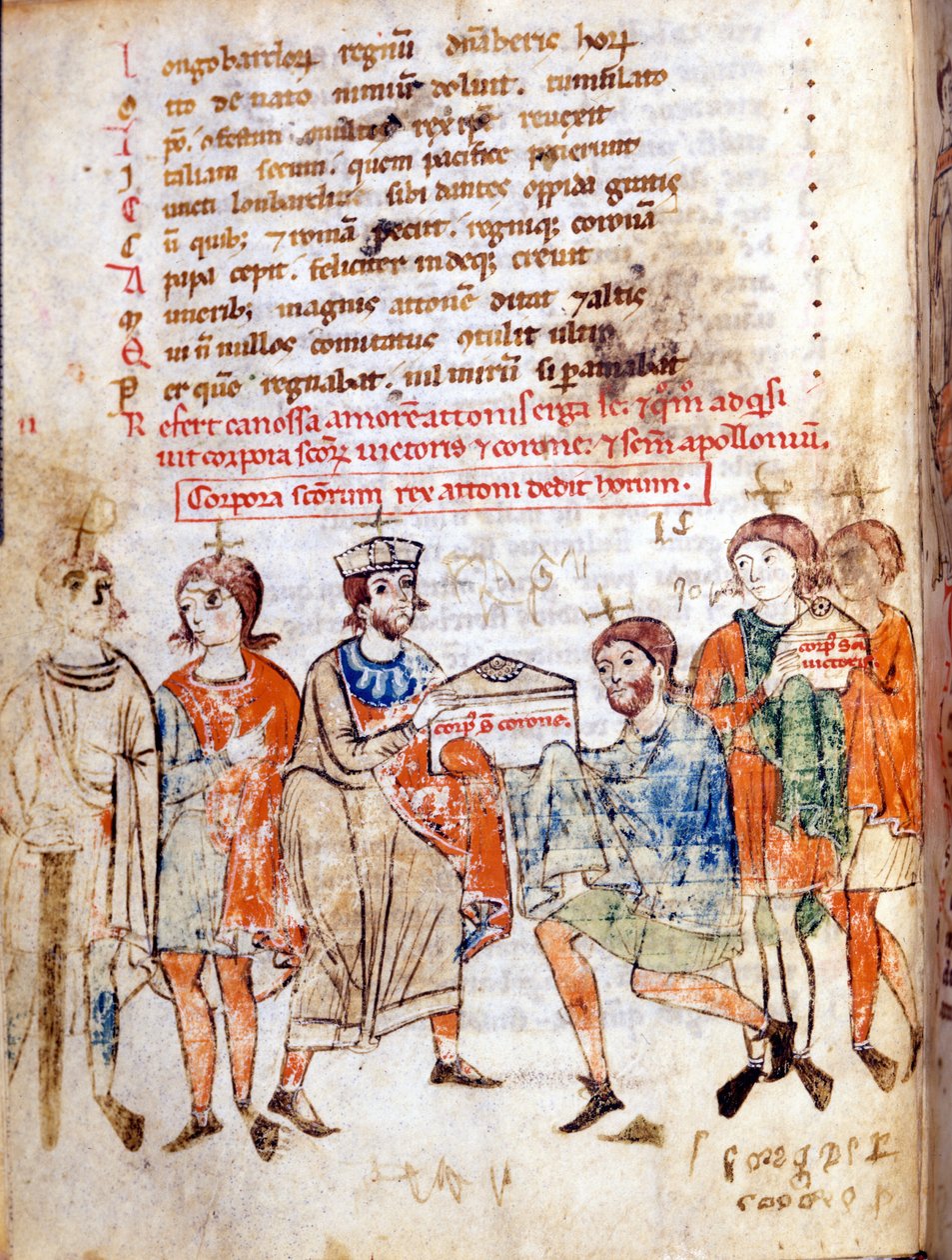 محكمة ماتيلد من كانوسا (أو الكونتيسة ماتيلد من توسكانا) (1046 - 1115) في "" فيتا ماتيلدس "" بقلم دونيزون ، مخطوطة من القرن الثالث عشر. لوكا ، ببل ، جوفيرناتيفا. بواسطة المدرسة الايطالية