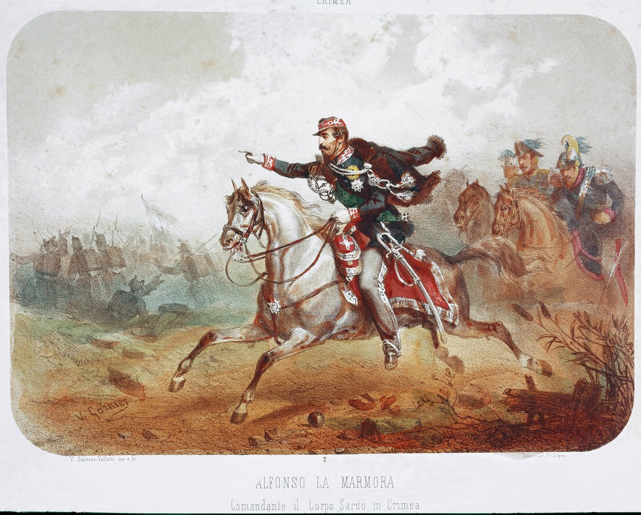 حرب القرم: تهمة القائد ألفونسو فيريرو لا مارمورا (1804-1878). مطبعة. مجموعة خاصة من القرن التاسع عشر بواسطة المدرسة الايطالية