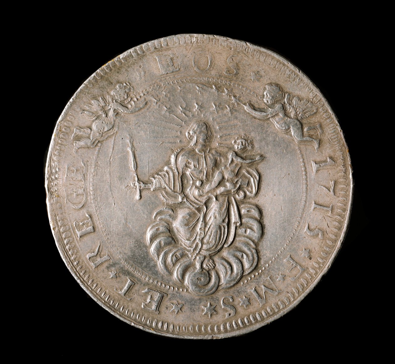 عملة جمهورية الجينات: ستة عملة فضية ecus. ديم. 61.5 ملم 1715. الجبهة. الجينات Musei di Strada Nuova (inv، M7156) بواسطة المدرسة الايطالية