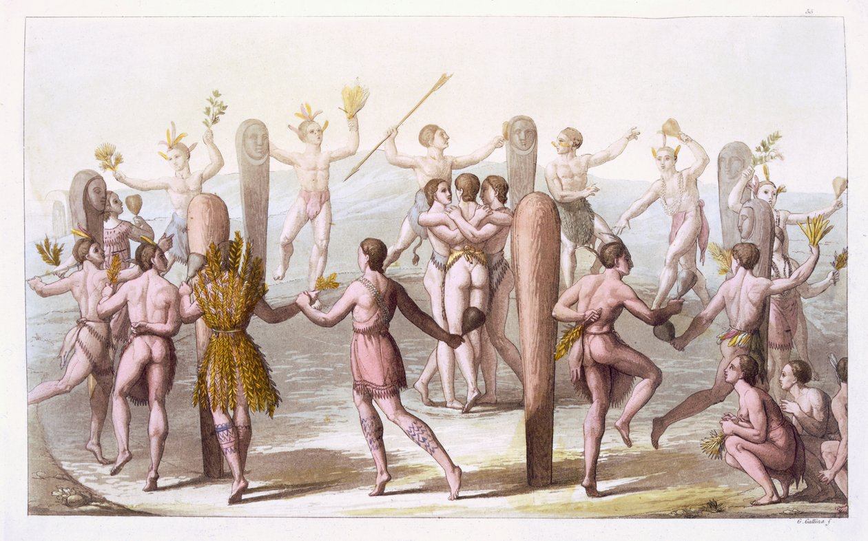 رقصات السكان الأصليين في فرجينيا ، c.1820 بواسطة المدرسة الايطالية