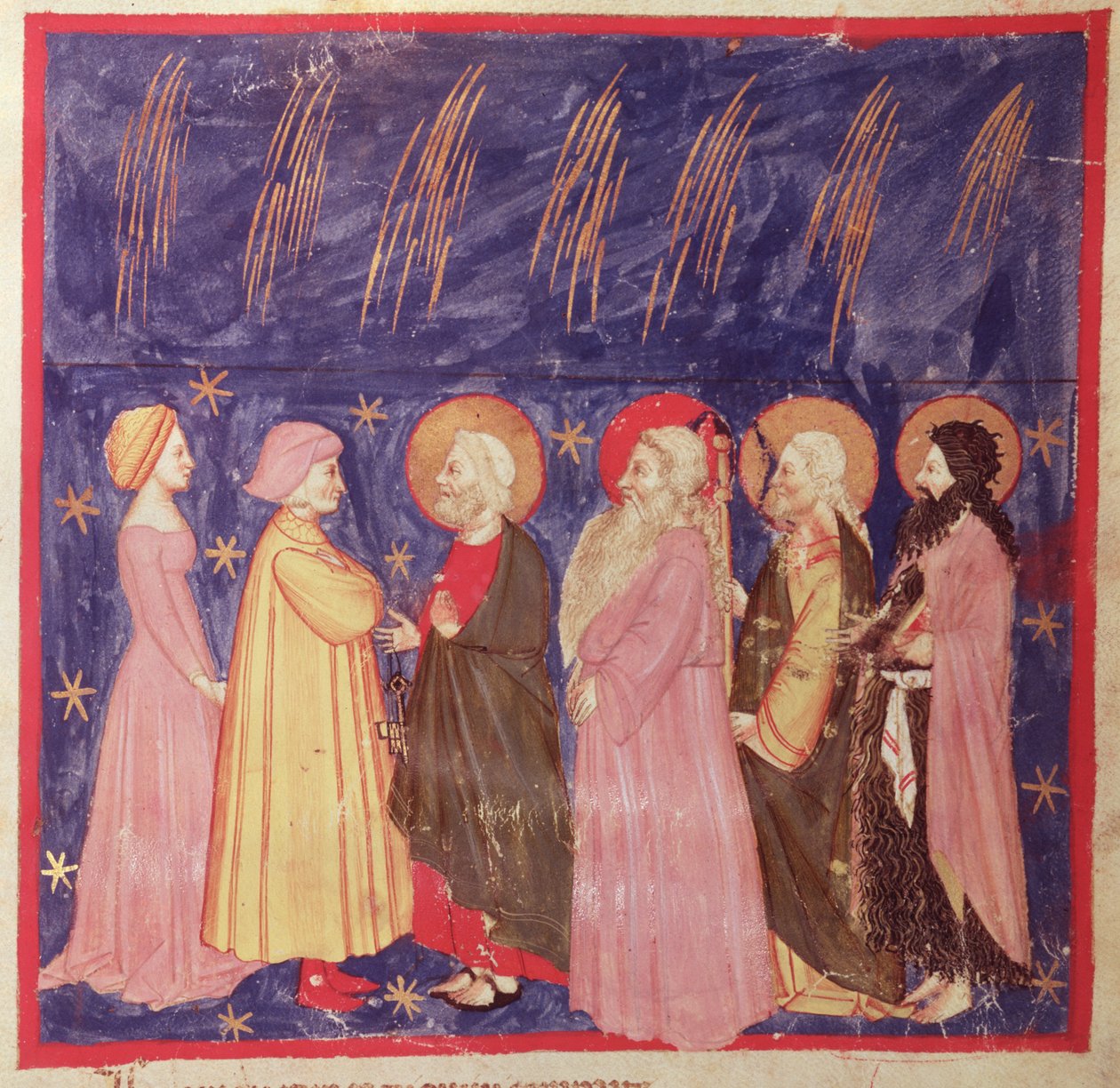 دانتي وبياتريس مع قديسي الجنة ، من الكوميديا الإلهية لدانتي أليغييري (1265-1321) بواسطة المدرسة الايطالية