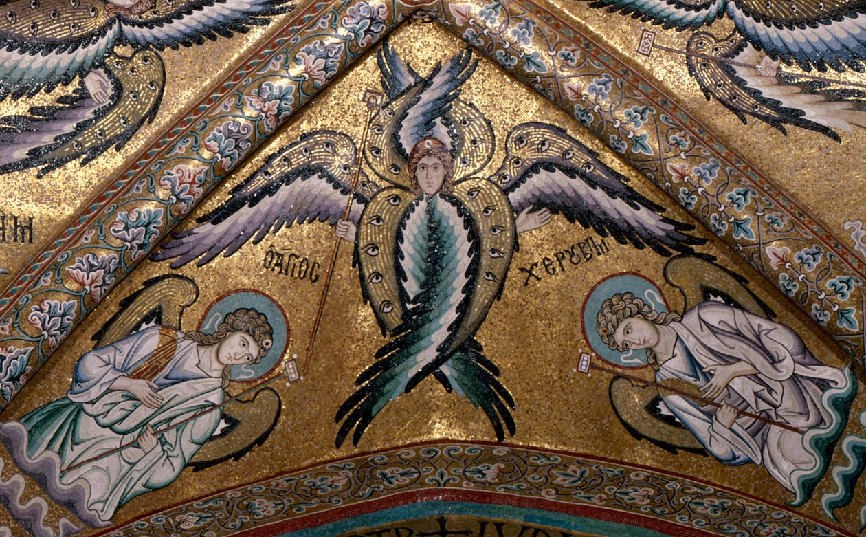Detail of an angel from the vault of the apse (mosaic) بواسطة المدرسة الايطالية