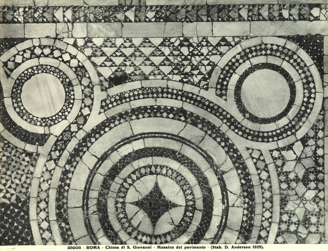 تفاصيل أرضية Cosmatesque لكنيسة San Giovanni في لاتيرانو ، روما (فسيفساء) بواسطة المدرسة الايطالية