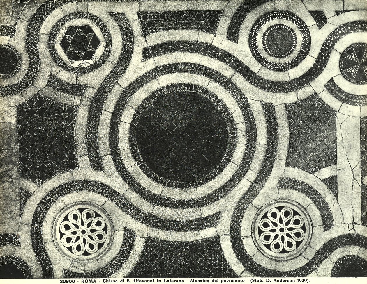تفاصيل أرضية Cosmatesque لكنيسة San Giovanni في لاتيرانو ، روما (فسيفساء) بواسطة المدرسة الايطالية