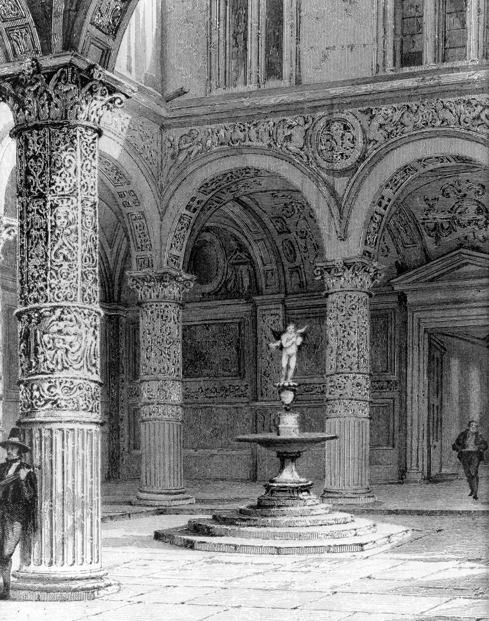 تفاصيل فناء Palazzo Vecchio بواسطة المدرسة الايطالية
