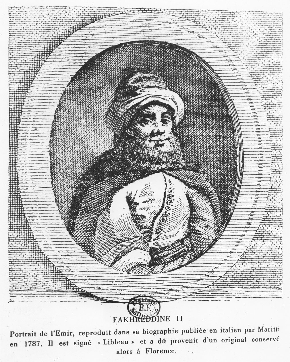 Emir Fakhr-al-Din II (engraving) بواسطة المدرسة الايطالية