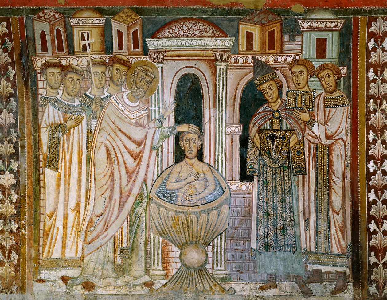 Emperor Constantine, having been cured of leprosy, detail from the 