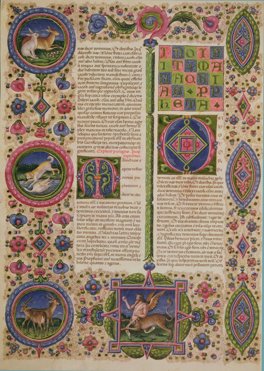 Fol.108v كتاب النبي ملاخي ، من الكتاب المقدس بورسو ديست. المجلد 2 (ورق) بواسطة المدرسة الايطالية
