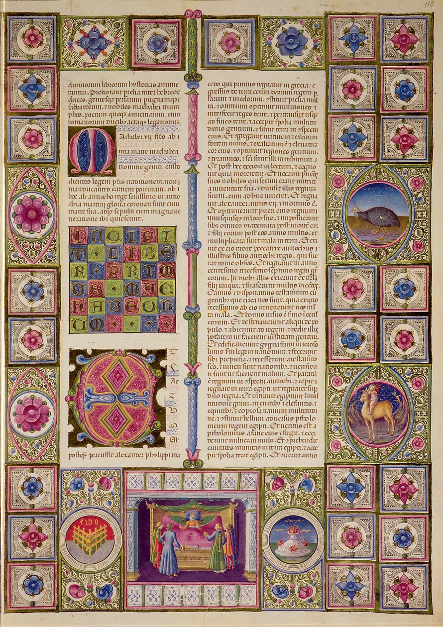Fol.110r افتتاح أول كتاب للمكابيين ، من الكتاب المقدس بورسو ديست. المجلد 2 (ورق) بواسطة المدرسة الايطالية