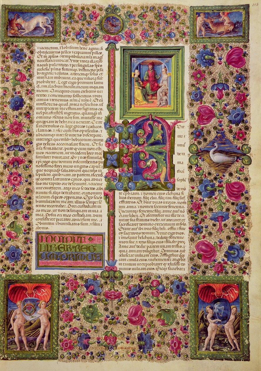 Fol.112r كتاب الملوك الأول ، من الكتاب المقدس بورسو ديست. المجلد 1 (ورق) بواسطة المدرسة الايطالية