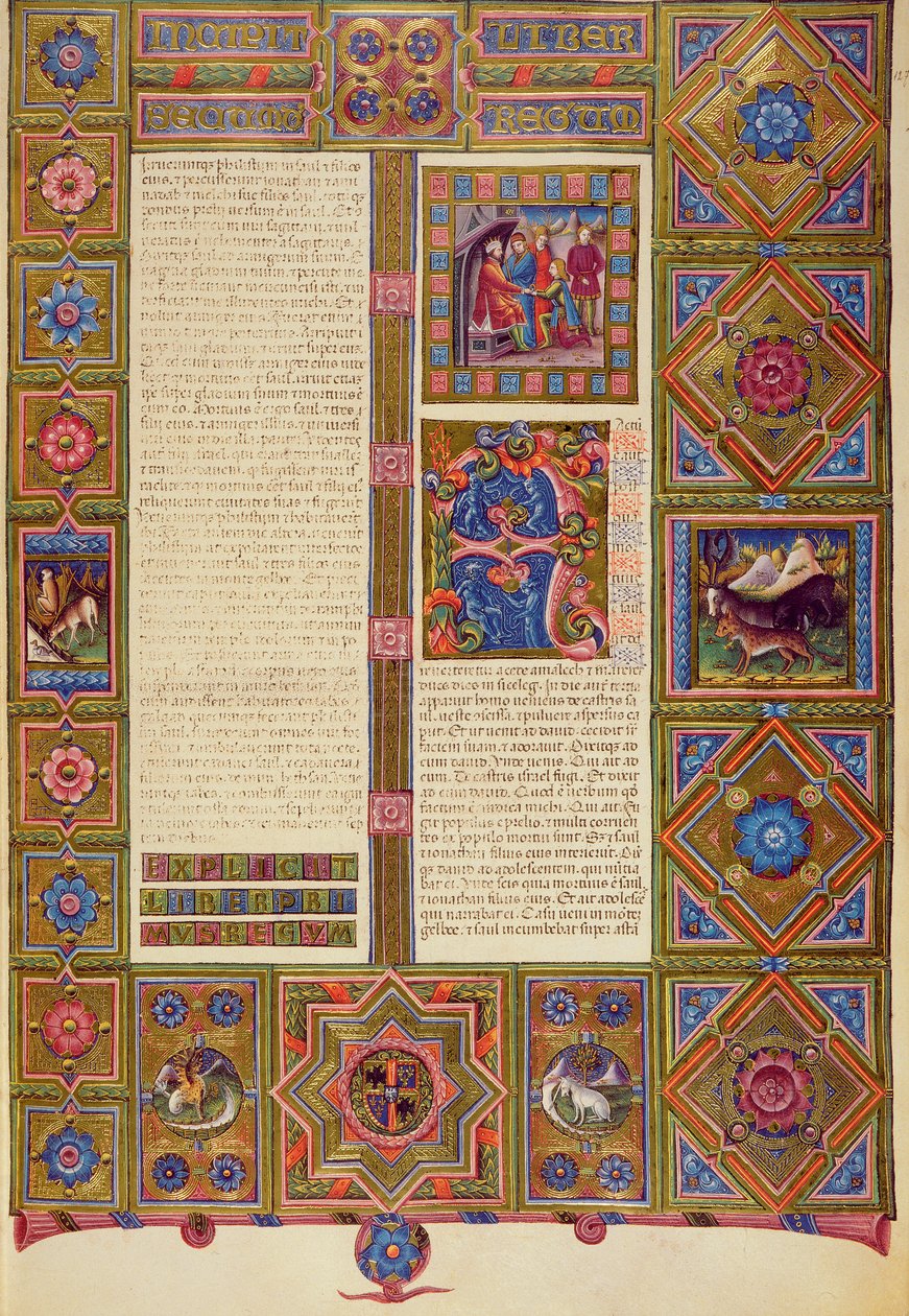 Fol.127r كتاب الملوك الثاني ، من الكتاب المقدس بورسو ديست. المجلد 1 (ورق) بواسطة المدرسة الايطالية