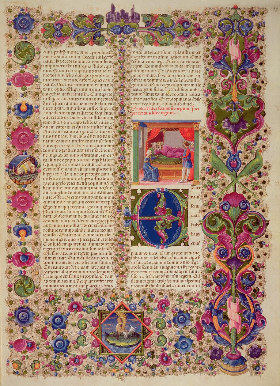 Fol.139r كتاب الملوك الثالث ، من الكتاب المقدس بورسو ديست. المجلد 1 (ورق) بواسطة المدرسة الايطالية