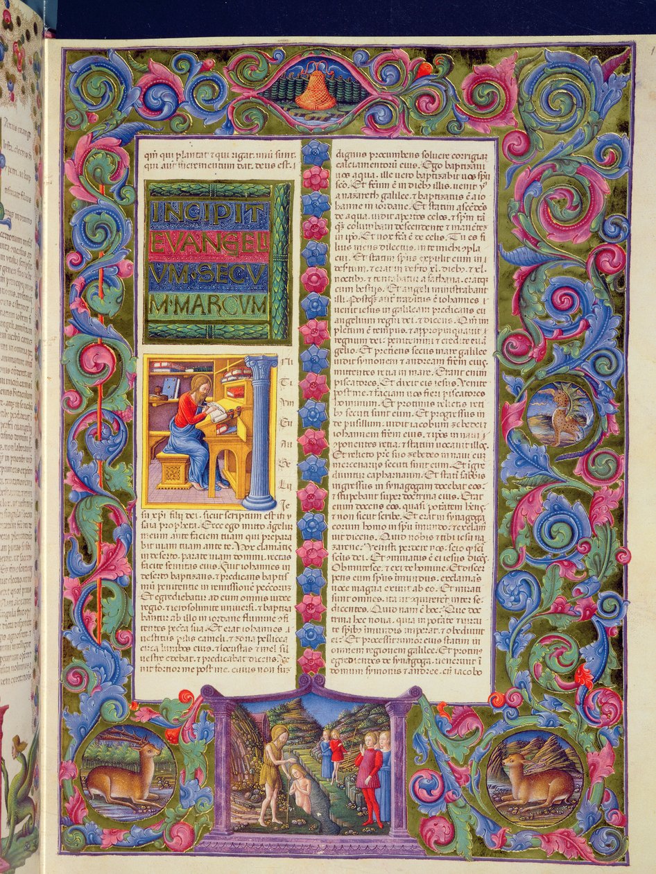 ص. ١٤٩ و الإنجيل الثاني لمرقس ، من الكتاب المقدس بورسو ديست. المجلد 2 (ورق) بواسطة المدرسة الايطالية