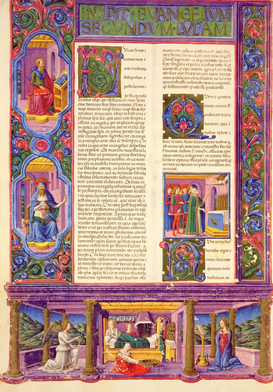 Fol.157v إنجيل لوقا الثاني ، من الكتاب المقدس بورسو ديست. المجلد 2 (ورق) بواسطة المدرسة الايطالية