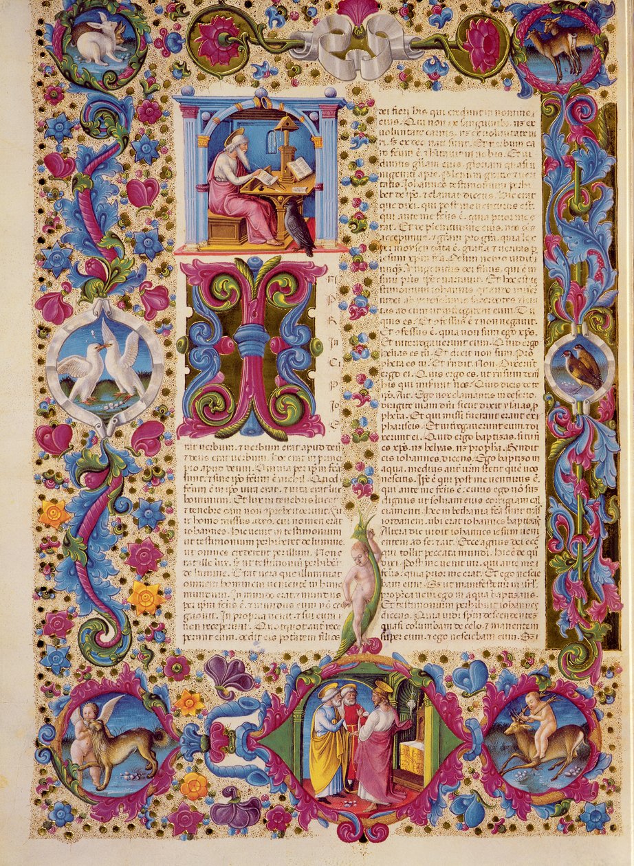 Fol.172v إنجيل يوحنا الثاني ، من الكتاب المقدس بورسو ديست. المجلد 2 (ورق) بواسطة المدرسة الايطالية