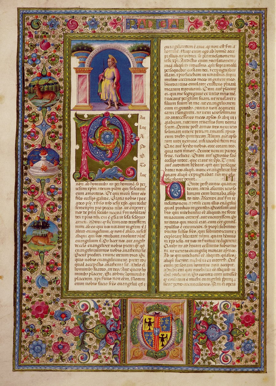 Fol.195v رسالة من القديس بولس إلى كورتينا، من الكتاب المقدس لبورسو ديستي. المجلد 2 (الرق) بواسطة المدرسة الايطالية